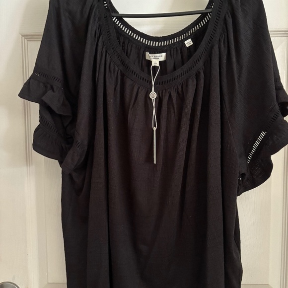 NWT Max Studio Black Flutter Sleeved Shirt - Picture 1 of 6